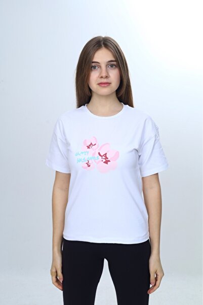 Toontoy Tricou cu imprimeu floral Sakura pentru fete