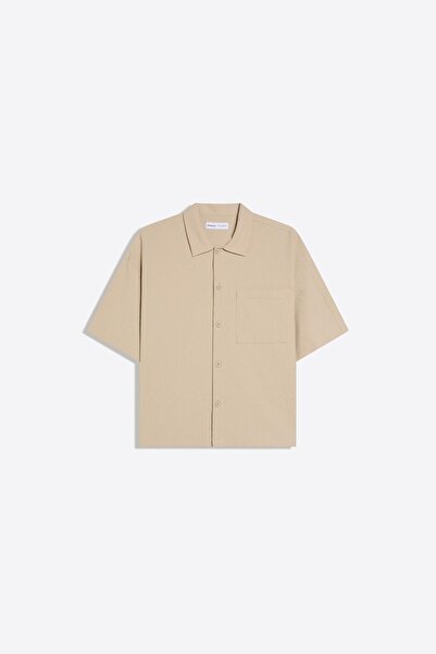 Bershka Kısa kollu pileli boxy fit gömlek