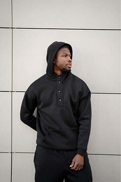 noliva bebek ve çocuk Men's Snap Detail Hooded Oversized Tracksuit Set – Jogg...