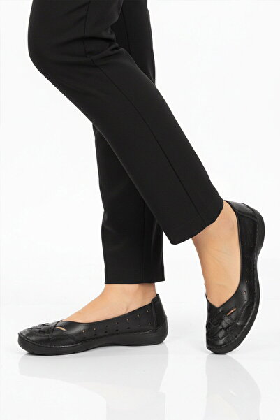 AYAKMOD Pantofi casual de damă Premium Black piele naturală ergonomic 44401 Z