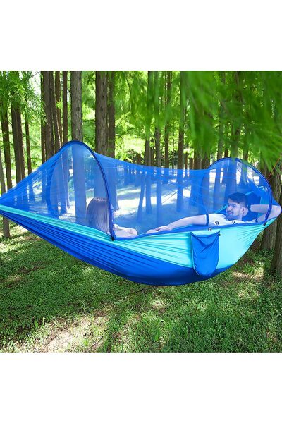 YESMAX Camping Hammock with Mosquito Net, Automatic Quick Open Outdoor Portab...