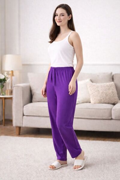 THEBEK Women's Viscose Trousers Relaxed Fit Gray Pattern