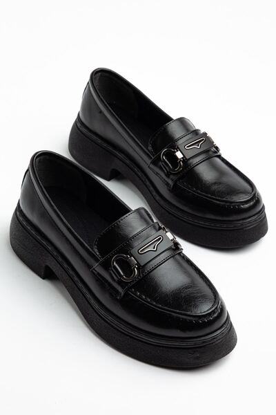 Hayalimdeki Ayakkabı Pantofi Dayna pentru femei, din piele neagră lucioasă, c...