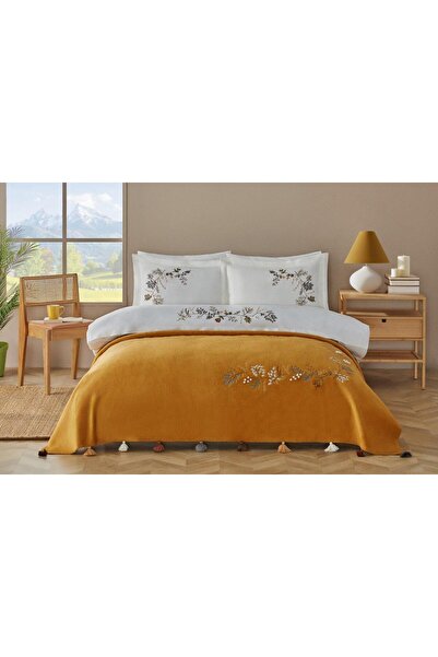 Nev BLOOM EMBROIDERED BLANKET BEDDING SET (ÖZDİLEK)