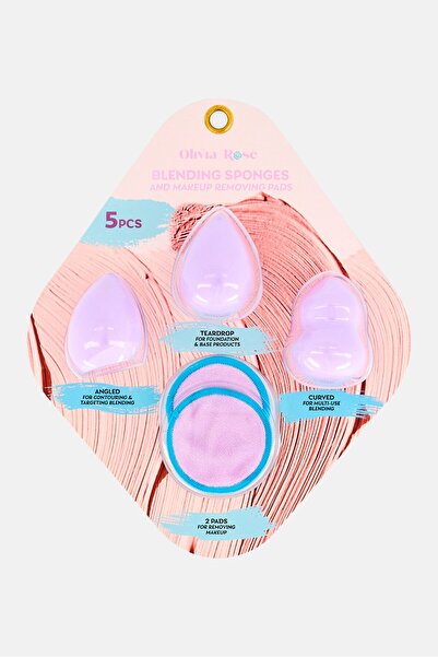 Olivia Rose 5 Pieces Blending Sponges And Makeup Removing Pads, Lavender