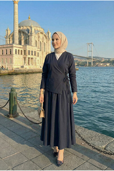 LİNA TESETTÜR Kadın Terletmez Hafif Kumaş Yazlık Etekli ikili takım