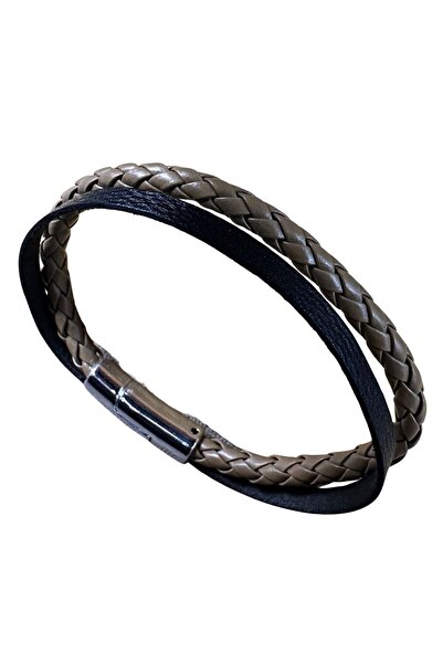 Uretti - Ali 7128 0721 Handmade Milk Coffee Color Faux Leather Tube Knitted B...