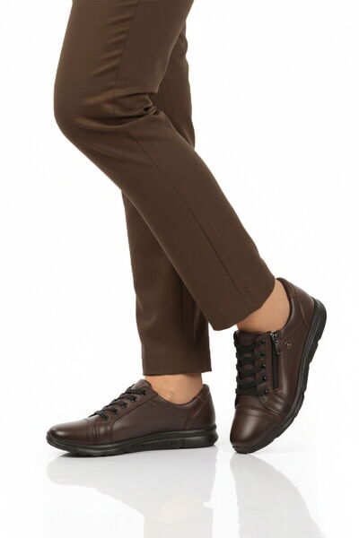 AYAKMOD Brown Genuine Leather Anatomical Women's Casual Shoes 635 Z