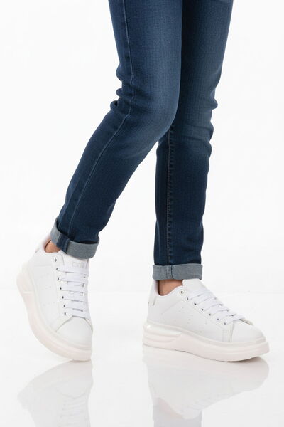 Aspor White Lace-Up Unisex Sneakers