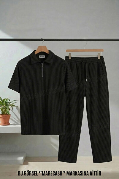 MARECASH Ottoman Baggy Tracksuit and Zippered Polo Shirt Set Short Sleeve Sum...