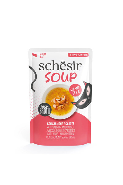 Schesir Soup Cat Wet Food in Soup Pouch-Salmon With Carrot 40g