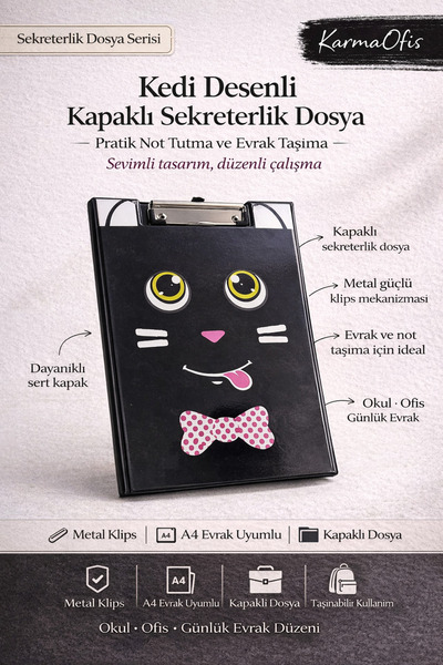 KarmaOfis مجلد ملفات كاتي منقوش كابلاكي سيكري شبشب مع مشبك معدني متوافق مع مق...