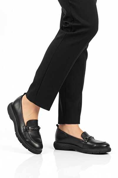 AYAKMOD Pantofi casual de damă negri piele naturală Premium 44332 Z