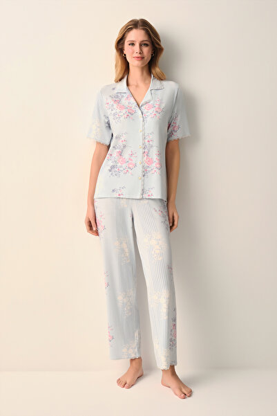 SUWEN Celina Shirt Collar Pajama Set