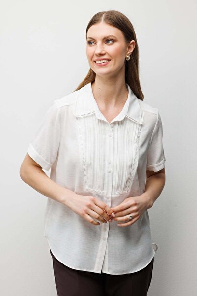 Ekol Cămașă cu mânecă scurtă cu imprimeu textil pentru femei, mărime mare, 25...