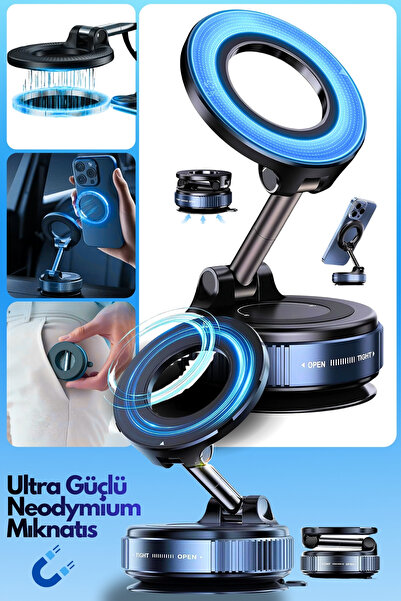 Motobros Vakumlu Araç İçi Telefon Tutucu - 360 Dönebilen Ayarlanabilir Mıknat...