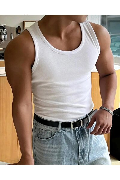 Livik Tricou sport pentru bărbați, cu guler halter, slimfit material reiat ma...