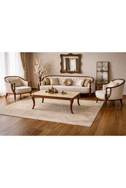 FAMİ HOME |Pesaro Orta Sehpa Ahşap Ayaklı Modern- Avangard Salon Sehpası