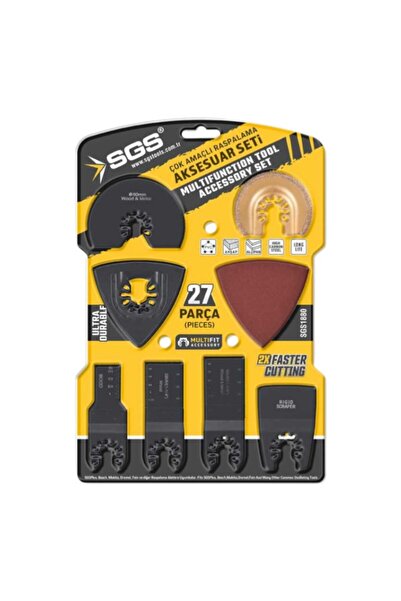 SGS SGS1880 27 Parça Multitool Aksesuar Seti – Kesme, Kazıma, Zımpara (G60-G180)
