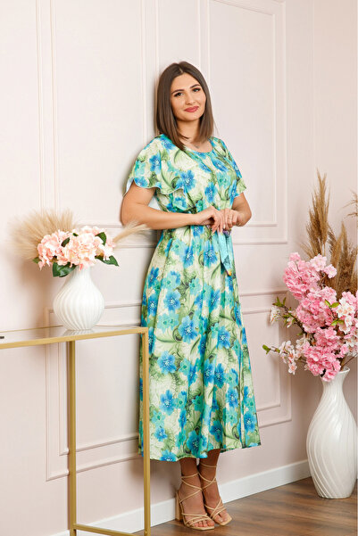 OEM Elegant dress with turquoise and green floral print