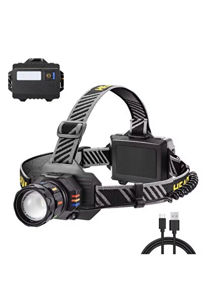 COBA Lanternă frontală LED reîncărcabilă, CB-T701A, trei baterii, zoom și bat...