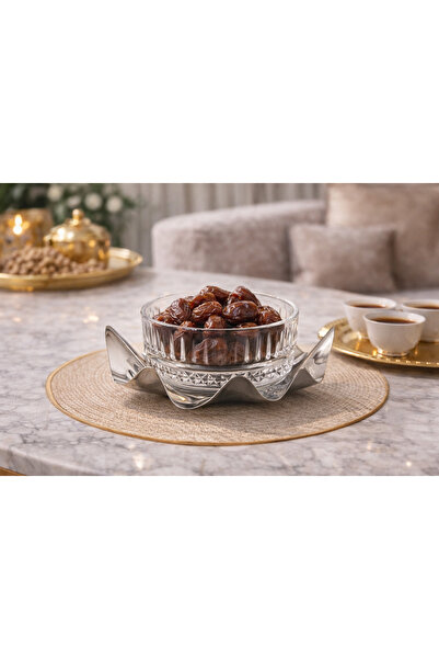Dania ✨ Luxurious glass serving bowl with a stainless steel base – 15cm diame...