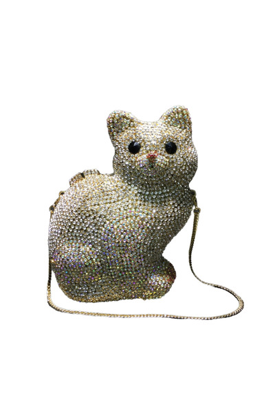 Just Pretty Corner Royal Gilded Cat Crystal Clutch – Artisan Rhinestone Eveni...