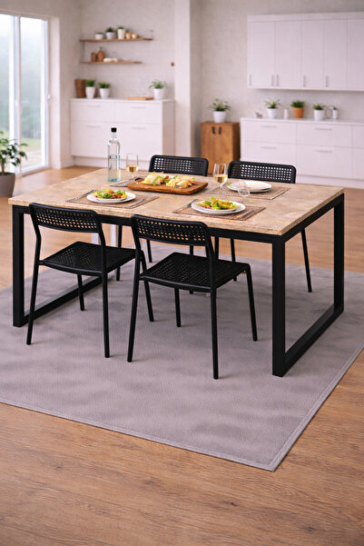 Flinder 5'li Mutfak Masa Takımı, 4 Sandalye ve 1 Masa, Yemek Odası, Bahçe Tak...