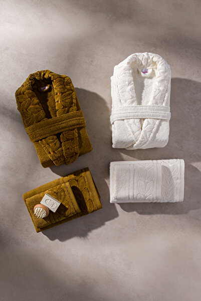 AYHANHOME Luxury Velvet Jacquard Boxed 6-Piece Bathrobe Set