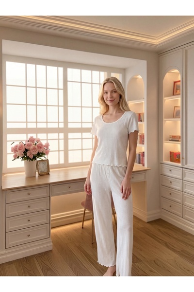 Sohadid Women's Cotton Piece Ultra Comfortable White Pajama Set