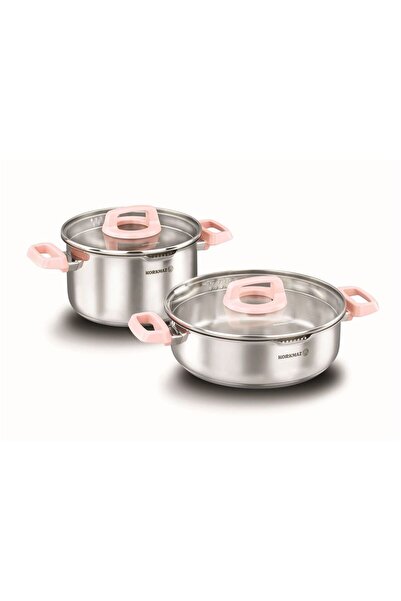 korkmaz züccaciye طقم أواني طهي كوركماز توين من الفولاذ المقاوم للصدأ مع أغطي...