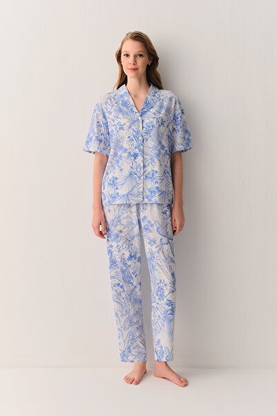 SUWEN Elite Cotton Lu Shirt Collar Pajama Set