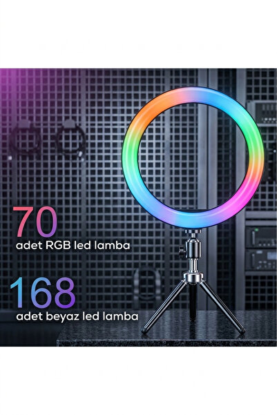 CaseTechnoo Rgb Işıklı Telefon Tutucu 26 Cm Ring Light Youtuber Makyaj Selfie...