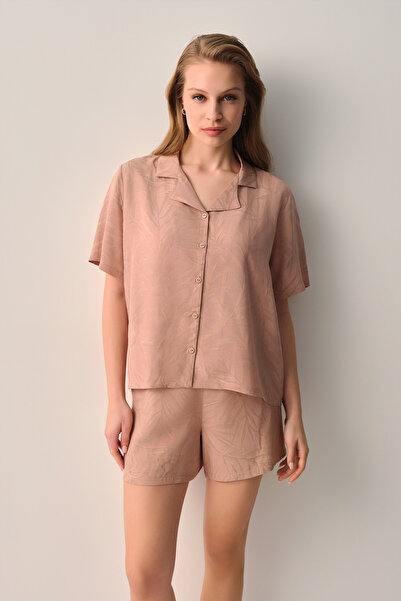 SUWEN Petra Shirt Collar Shorts Pajama Set