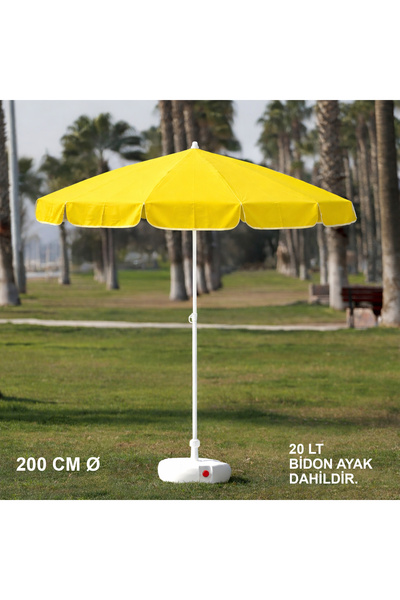Branda Marketim Sarı Plaj Şemsiyesi 200 Cm Ø (Bidon Ayak Dahil)