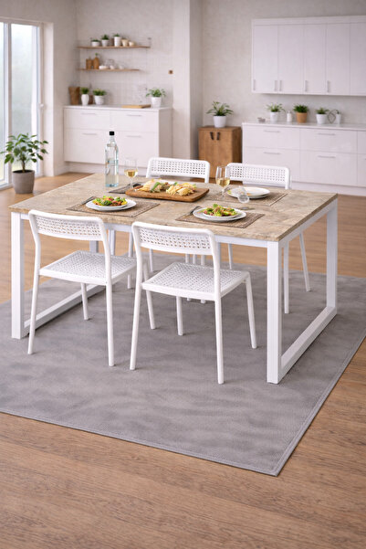 Flinder 5'li Mutfak Masa Takımı, 4 Sandalye ve 1 Masa, Yemek Odası, Bahçe Tak...