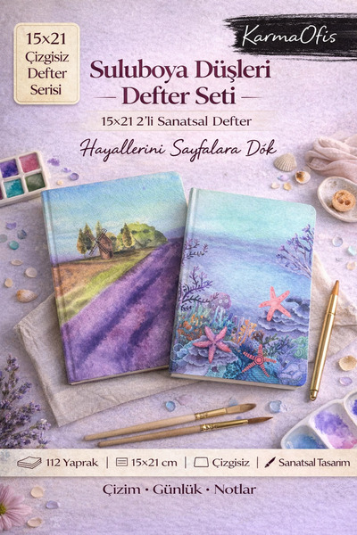 KarmaOfis 15x21 Set od 2 neobložene sveske | Serija Watercolor Dreams 112 YP ...