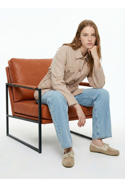 Fabrika Loose Fit Bej Kadın Ceket F6SL-CKT0083