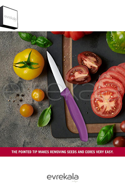 Victorinox Evrekala Mor Bıçak Seti 2'li Tırtıklı Soyma Bıçağı -Yetkili Evrekala- New Purple Knife