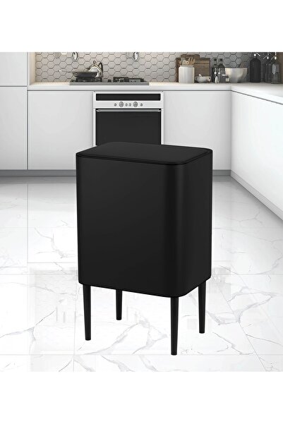 VİP AHMET NOVA Dokunmatik Çöp Kovası 26 Litre Mat Siyah | Çift Bölmeli Metal ...