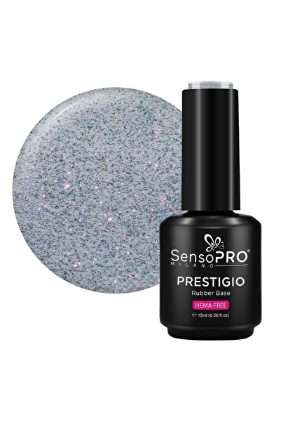 SensoPRO Milano Rubber Base PRESTIGIO - Silver Spark 15ml
