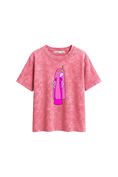 Bak Moda Γυναικείο μπλουζάκι Candy Queen με τύπωμα Relaxed Fit Washed Pink