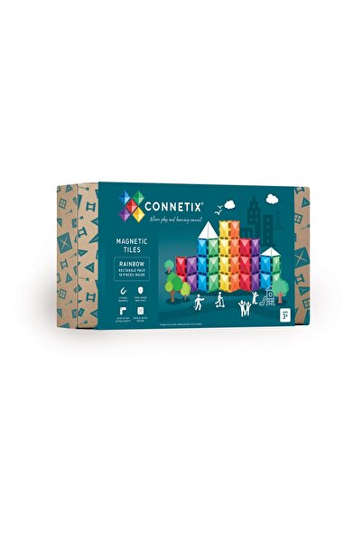Connetix Set de construcțIe magnetic, Rainbow Rectangle Pack, Tiles, 18 piese...