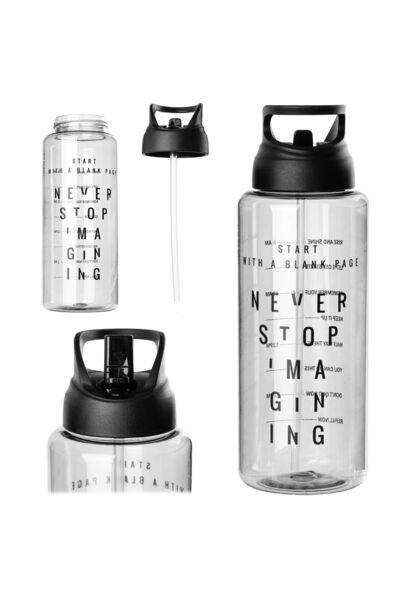 KADAX Gym Water Bottle 1L Sports Tritan Graduated BPA Free 1000ml, Black