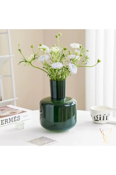 Ada Crafts Velora Modern Yeşil Cam Dekoratif Vazo – Modern Tasarım Çiçek Vazo...