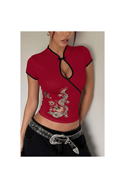 İsra Ayyıldız Moonstar Collection Mandarin Yaka Ejderha Motifli Vintage Qipao...