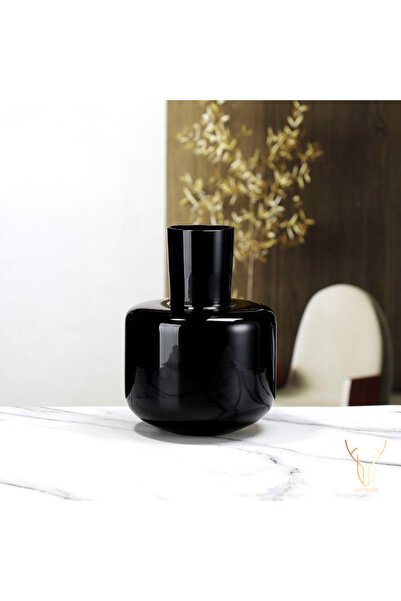 Ada Crafts Vază decorativă modernă din sticlă neagră Velora – Vază pentru flo...