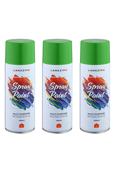 Lawazim 3 Pack Spray Paint 400ml - Green Quick Dry Multi-Surface Aerosol Paint