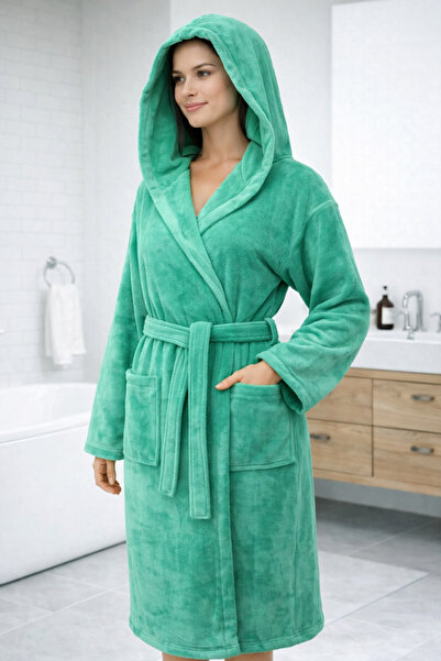 EMİLLİE 100% Cotton Velvet Export Surplus Unisex Bathrobe - High Quality