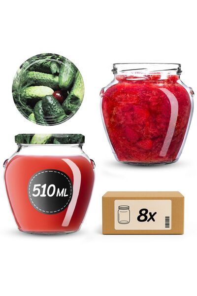 KADAX Borcan pentru conservare cu capac filetat, 82 mm, 580 ml, 8 buc.